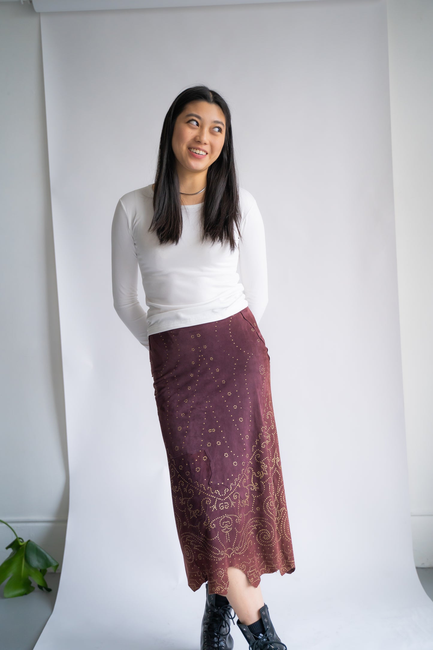 Suede Cavalli Purple Skirt
