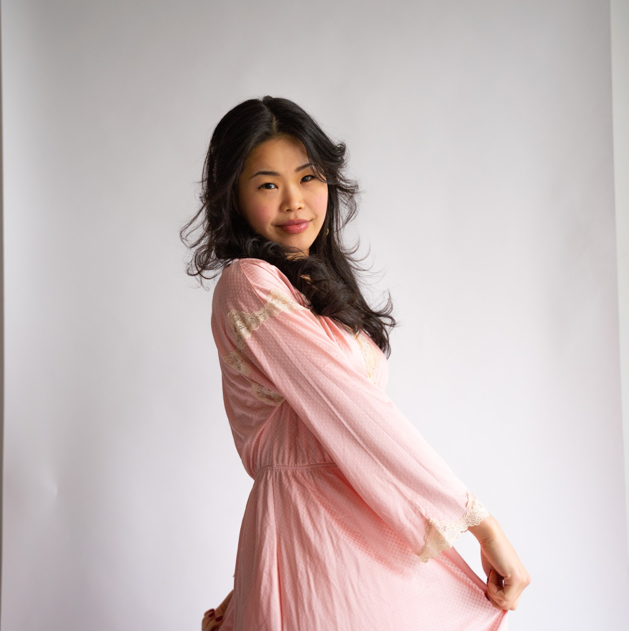Vintage pink slip and robe set