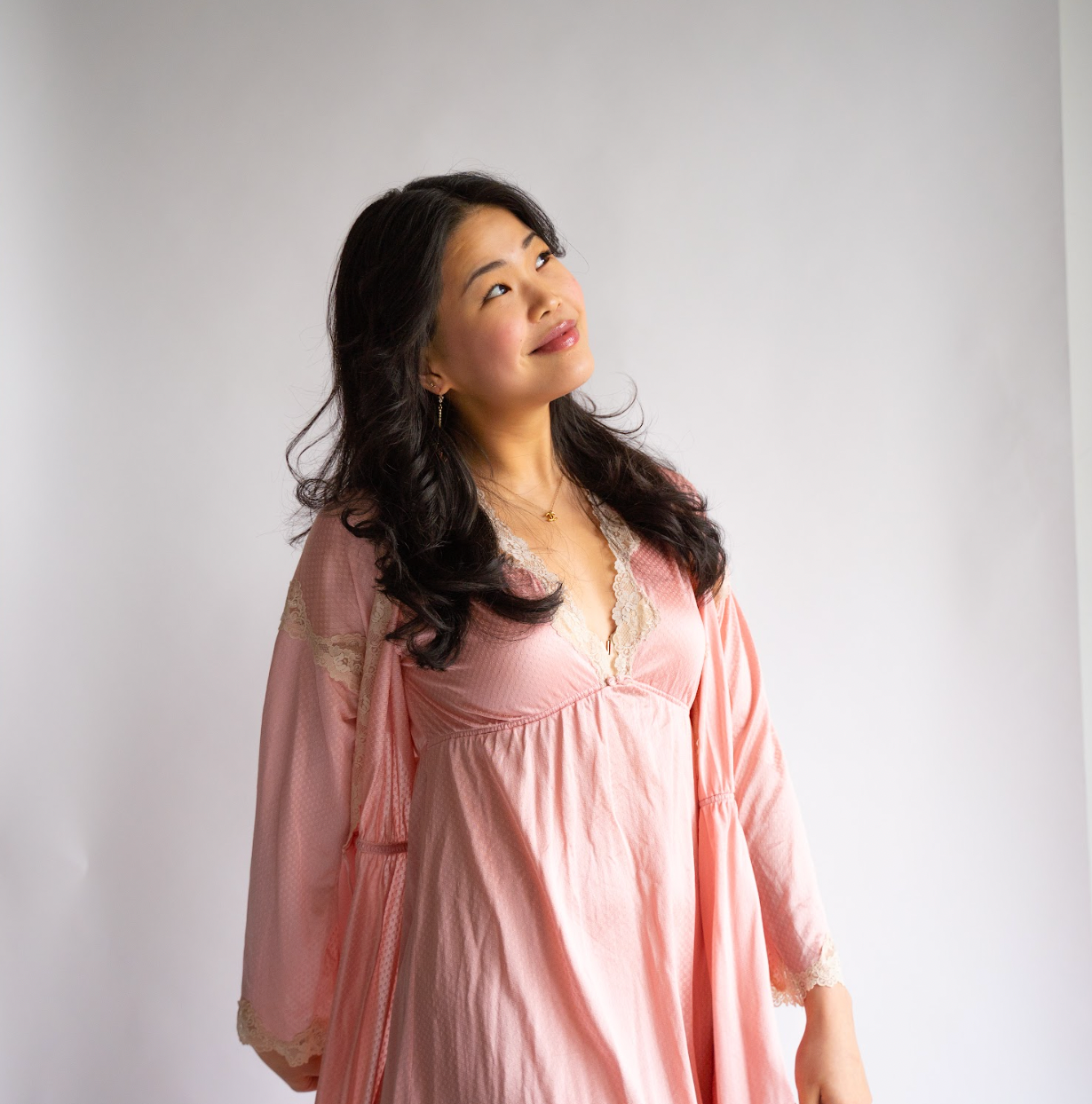 Vintage pink slip and robe set
