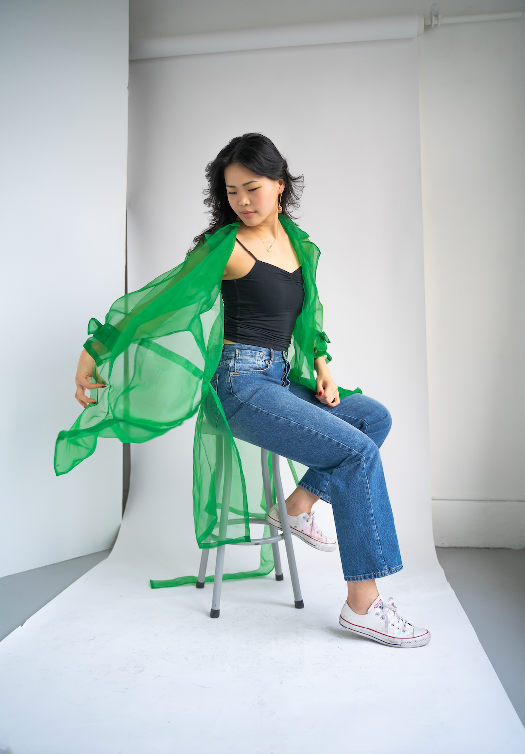 Green Translucent Mesh Trench